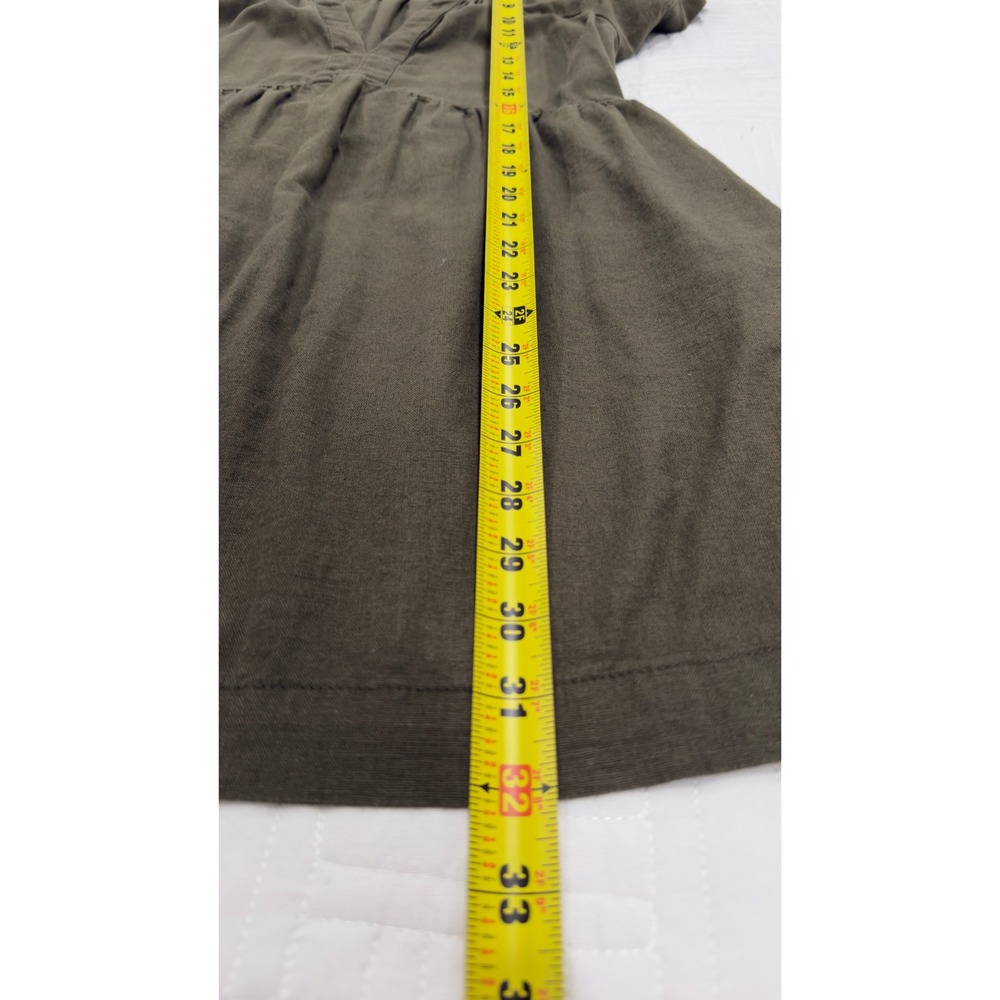 Universal Thread Olive Green Linen Blend Babydoll Dress V-Neck Pockets Size M - Picture 7 of 8